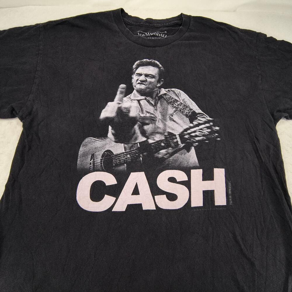 Johnny Cash Tennessee Three Band Crew Neck Short Sleeve Shirt Mens Size XL Black